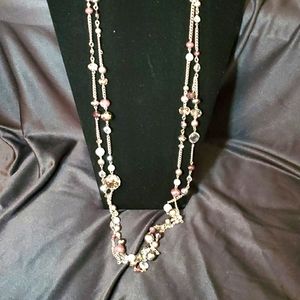 Loft ling crystal & purple beaded necklace-NWOT!